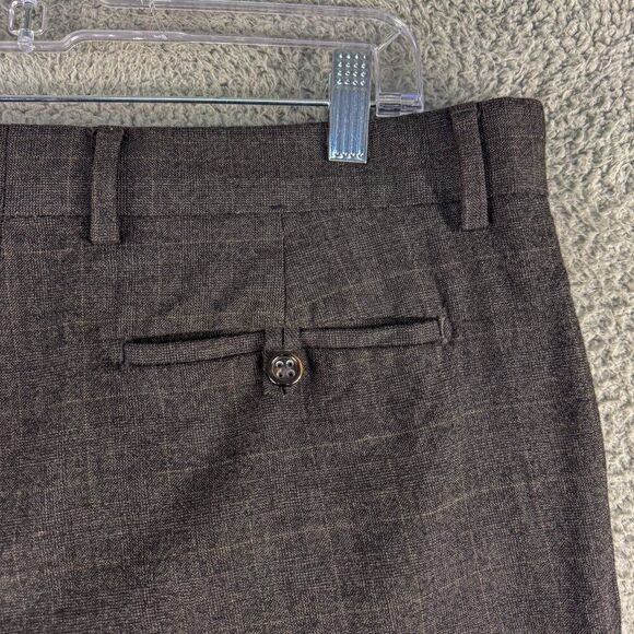 Banana Republic Dress Pants Men 34 Gray Windowpane Wool Slacks Office Work 34x31 - Picture 9 of 16